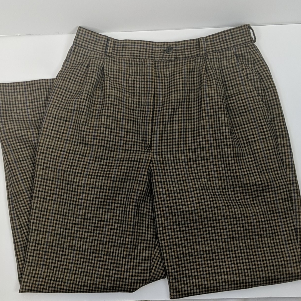 Vtg Bernard Zins Kashmir Wool Checkered Dress Pant